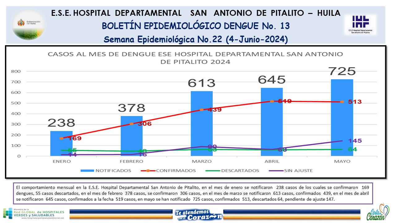 Boletín Epidemiológico Dengue No. 13 (4-junio-2024)