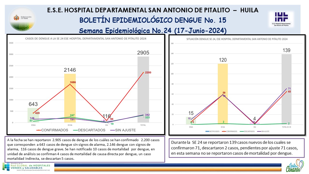 Boletín Epidemiológico Dengue No. 15 (17 de Junio de 2024).